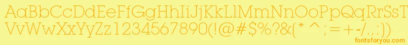 LubalinGraphExtraLightBt Font – Orange Fonts on Yellow Background