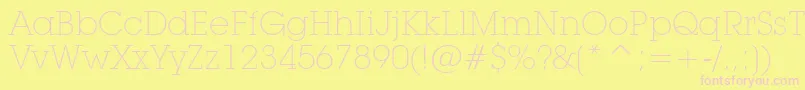 LubalinGraphExtraLightBt-Schriftart – Rosa Schriften auf gelbem Hintergrund