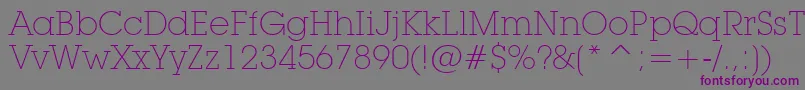 フォントLubalinGraphExtraLightBt – 紫色のフォント、灰色の背景