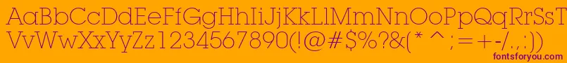 LubalinGraphExtraLightBt-fontti – violetit fontit oranssilla taustalla