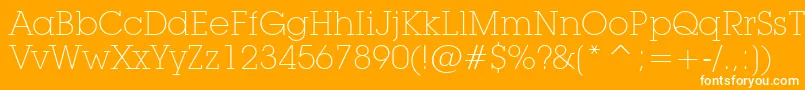 LubalinGraphExtraLightBt-Schriftart – Weiße Schriften auf orangefarbenem Hintergrund