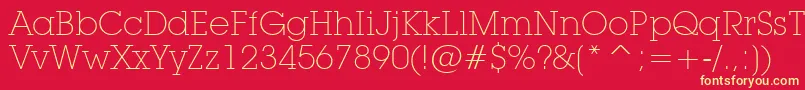 Шрифт LubalinGraphExtraLightBt – жёлтые шрифты на красном фоне