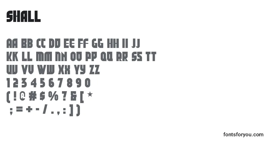 A fonte Shall – alfabeto, números, caracteres especiais