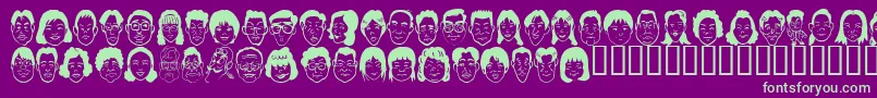 Sakabepeople07-Schriftart – Grüne Schriften auf violettem Hintergrund