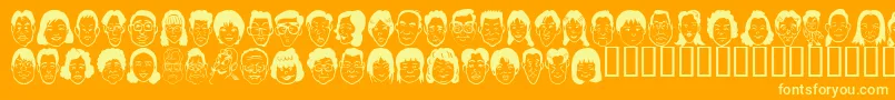 Sakabepeople07-fontti – keltaiset fontit oranssilla taustalla