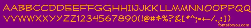 Więcej informacji o czcionce MufferawxpRegular Czcionka MufferawxpRegular – pomarańczowe czcionki na fioletowym tle