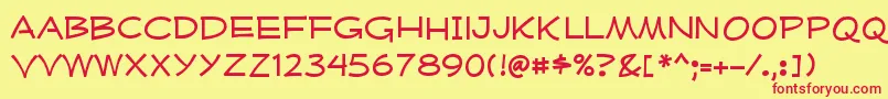 MufferawxpRegular Font – Red Fonts on Yellow Background