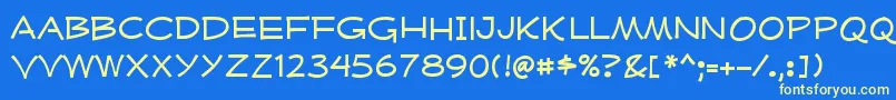 MufferawxpRegularフォントについての詳細 フォントMufferawxpRegular – 黄色の文字、青い背景