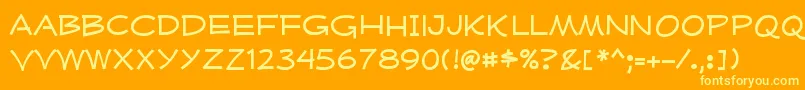 MufferawxpRegularフォントについての詳細 フォントMufferawxpRegular – オレンジの背景に黄色の文字