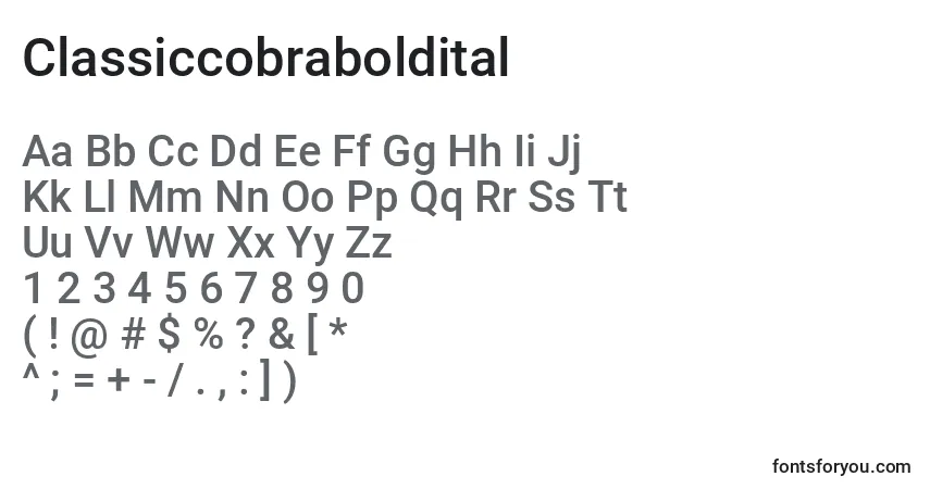 Classiccobraboldital-fontti – aakkoset, numerot, erikoismerkit