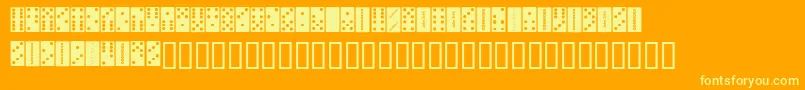 Dominoes-Schriftart – Gelbe Schriften auf orangefarbenem Hintergrund