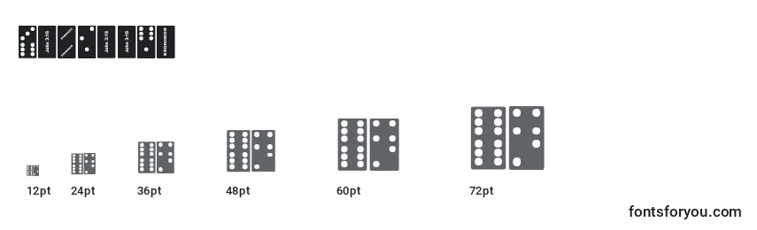 Größen der Schriftart Dominoes