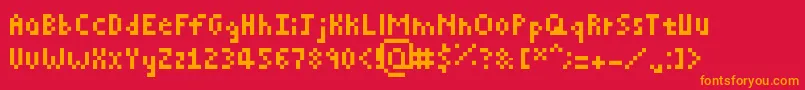 Pixelated Font – Orange Fonts on Red Background