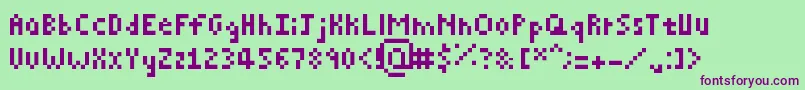 Pixelated Font – Purple Fonts on Green Background