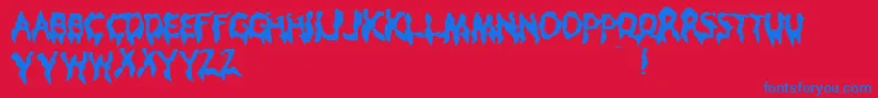 フォントDroop – 赤い背景に青い文字