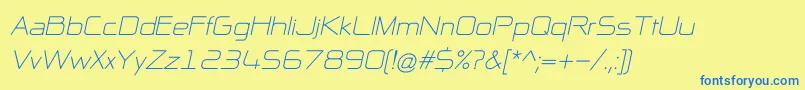 Police NpNaipolAllInOneItalic – polices bleues sur fond jaune