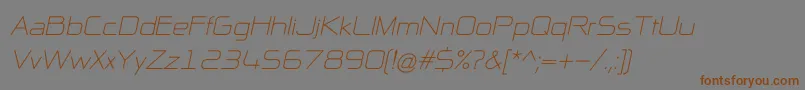 Fonte NpNaipolAllInOneItalic – fontes marrons em um fundo cinza