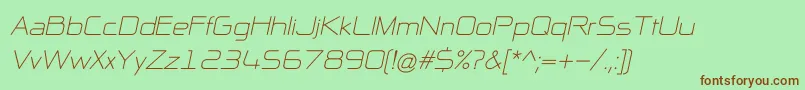 Fonte NpNaipolAllInOneItalic – fontes marrons em um fundo verde