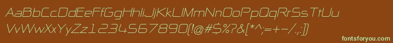 フォントNpNaipolAllInOneItalic – 緑色の文字が茶色の背景にあります。