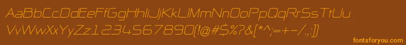 フォントNpNaipolAllInOneItalic – オレンジ色の文字が茶色の背景にあります。