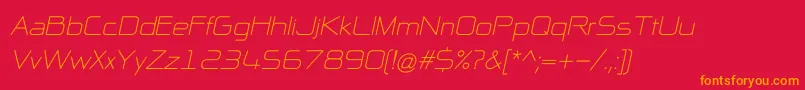 フォントNpNaipolAllInOneItalic – 赤い背景にオレンジの文字