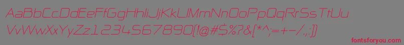 Czcionka NpNaipolAllInOneItalic – czerwone czcionki na szarym tle
