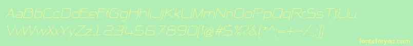 フォントNpNaipolAllInOneItalic – 黄色の文字が緑の背景にあります