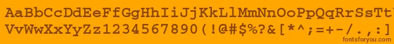 フォントCourierisocttBold – オレンジの背景に茶色のフォント