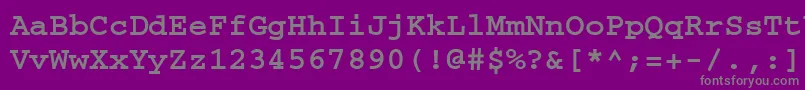 フォントCourierisocttBold – 紫の背景に灰色の文字