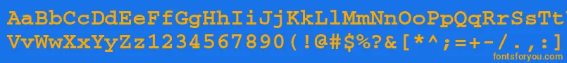 フォントCourierisocttBold – オレンジ色の文字が青い背景にあります。