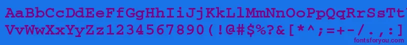 Czcionka CourierisocttBold – fioletowe czcionki na niebieskim tle