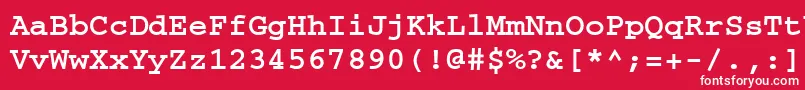 フォントCourierisocttBold – 赤い背景に白い文字