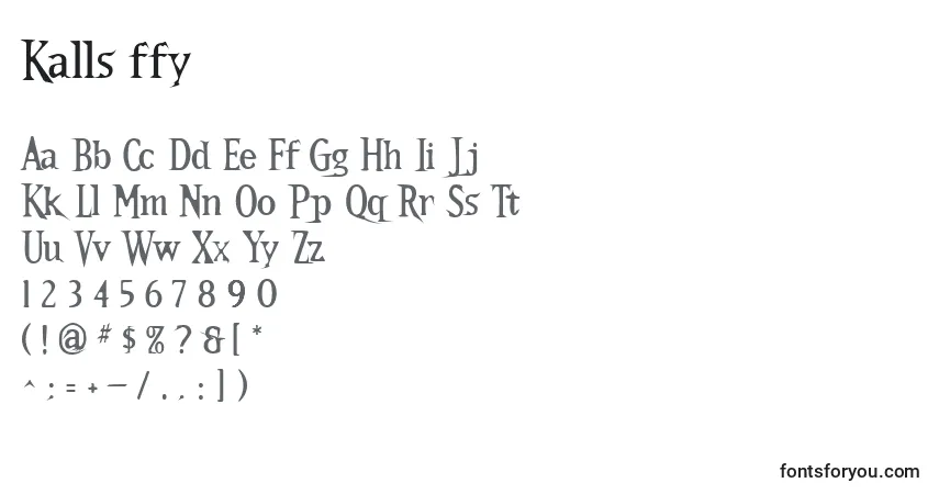 Schriftart Kalls ffy – Alphabet, Zahlen, spezielle Symbole