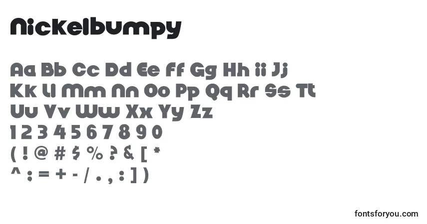 Schriftart Nickelbumpy – Alphabet, Zahlen, spezielle Symbole