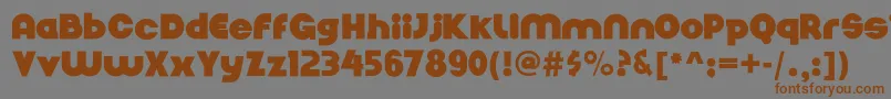 フォントNickelbumpy – 茶色の文字が灰色の背景にあります。