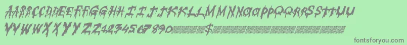 Weitere Informationen zur Superfear-Schriftart Superfear-Schriftart – Graue Schriften auf grünem Hintergrund