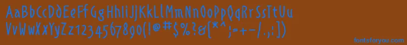 フォントAlphabetismhand – 茶色の背景に青い文字