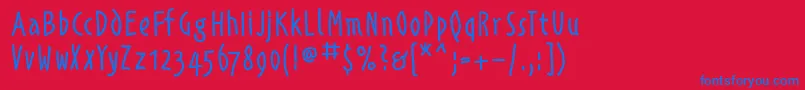 Fonte Alphabetismhand – fontes azuis em um fundo vermelho
