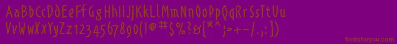 フォントAlphabetismhand – 紫色の背景に茶色のフォント
