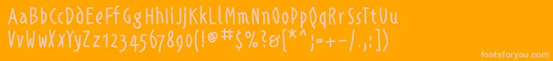 Alphabetismhand Font – Pink Fonts on Orange Background