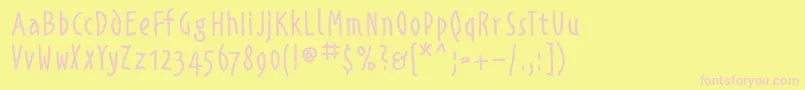 Alphabetismhand Font – Pink Fonts on Yellow Background