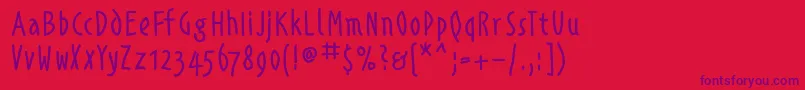 Alphabetismhand Font – Purple Fonts on Red Background