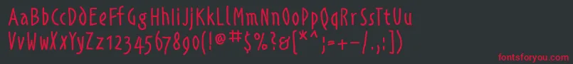フォントAlphabetismhand – 黒い背景に赤い文字
