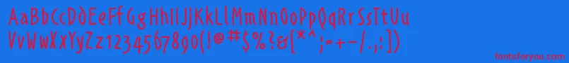 Alphabetismhand Font – Red Fonts on Blue Background