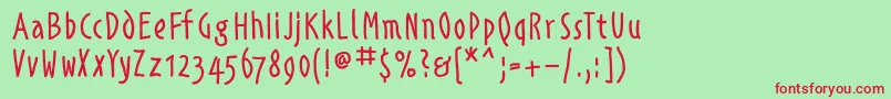 フォントAlphabetismhand – 赤い文字の緑の背景