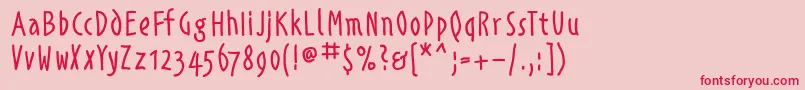 Alphabetismhand Font – Red Fonts on Pink Background