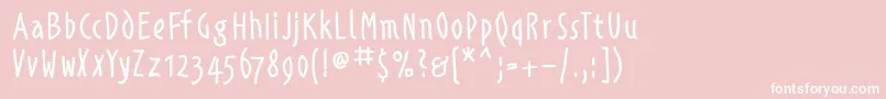 Alphabetismhand-Schriftart – Weiße Schriften auf rosa Hintergrund