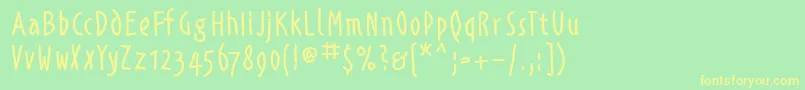 Alphabetismhand Font – Yellow Fonts on Green Background