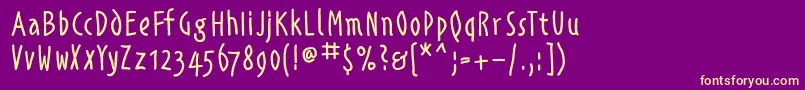 Alphabetismhand Font – Yellow Fonts on Purple Background