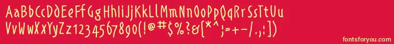 Alphabetismhand Font – Yellow Fonts on Red Background